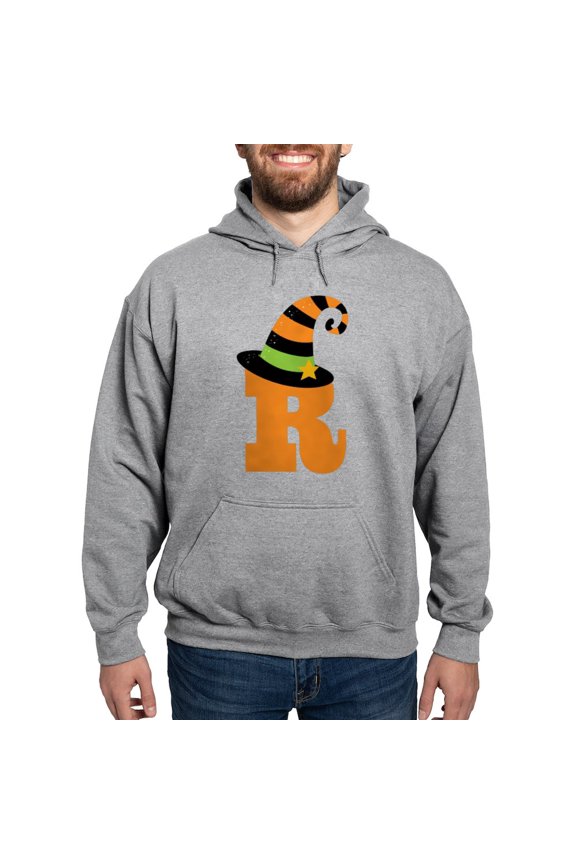 - Halloween Letter R Witch Monogram Hooded Sweatshir - Pullover Hoodie, Hooded Sweatshirt