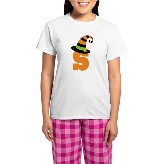 CafePress - Halloween Letter S Witch Monogram Women's Light Pa - Women's Short Sleeve Print T-Shirt and Pants Light Cotton Pajama Set