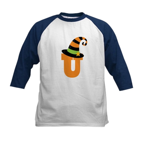 CafePress - Halloween Letter U Witch Monogram Kids Baseball Je - Kids Cotton Baseball Jersey, 3/4 Sleeve Shirt
