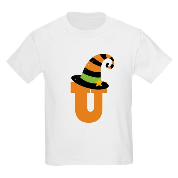 CafePress - Halloween Letter U Witch Monogram Kids Light T Shi - Light Classic Kids Graphic, Short Sleeve T-Shirt, Sizes XS-XL