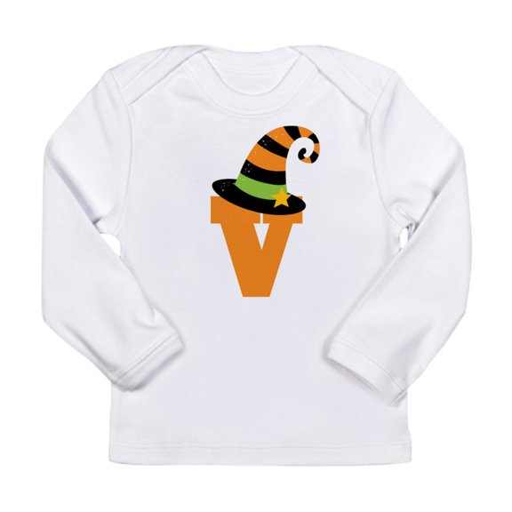 CafePress - Halloween Letter V Witch Monogram Long Sleeve Infa - Long Sleeve Infant T-Shirt