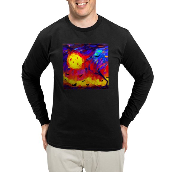 CafePress - Halloween Modern Abstract Oil Painting Men's Long Sleeve T Shirt - Long Sleeve Dark T-Shirt