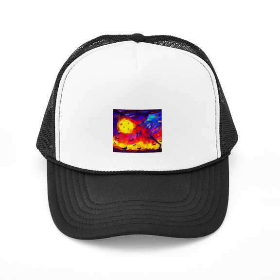 CafePress - Halloween Modern Abstract Oil Painting - Adjustable Unisex Printed Trucker Hat with Mesh Back