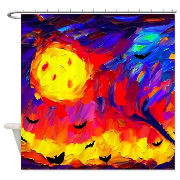 CafePress - Halloween Modern Abstract Oil Painting - Unique Fabric Shower Curtain 70" x 72"
