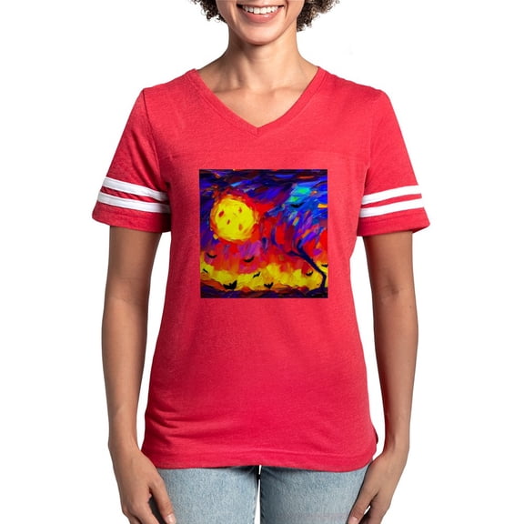 CafePress - Halloween Modern Abstract Oil Painting Women's Football T Shirt - Womens Football Shirt