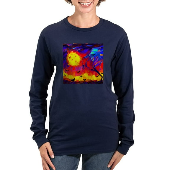 CafePress - Halloween Modern Abstract Oil Painting Women's Long Sleeve T Shirt - Women's Long Sleeve Graphic Tee Casual Fit