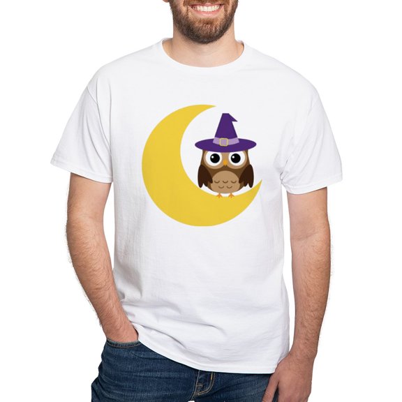 CafePress - Halloween Owl Gift White T Shirt - Men's White Classic Cotton T-Shirts