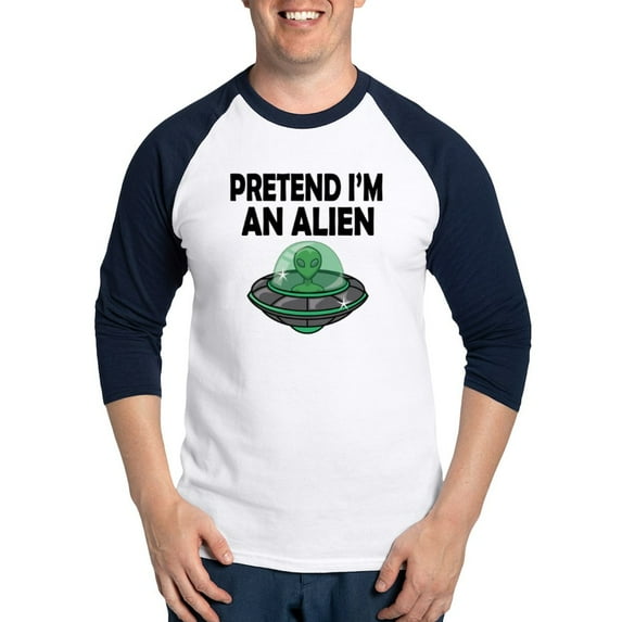 CafePress - Halloween Pretend Im An Alien Baseball Jersey - Cotton Baseball Jersey, 3/4 Raglan Sleeve Shirt