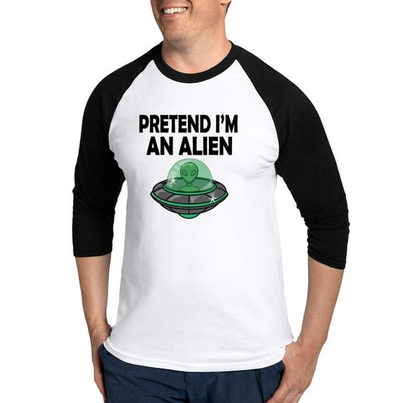 CafePress - Halloween Pretend Im An Alien Baseball Jersey - Cotton Baseball Jersey, 3/4 Raglan Sleeve Shirt