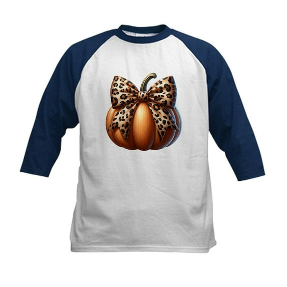 CafePress - Halloween Pumpkin Bow Kids Baseball T Shirt - Kids Cotton Baseball Jersey, 3/4 Sleeve Shirt