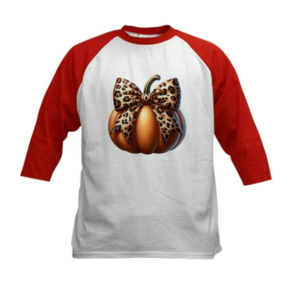 CafePress - Halloween Pumpkin Bow Kids Baseball T Shirt - Kids Cotton Baseball Jersey, 3/4 Sleeve Shirt