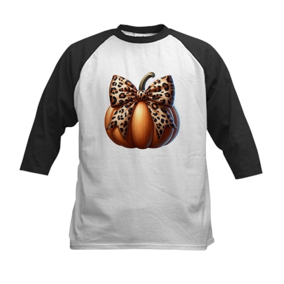CafePress - Halloween Pumpkin Bow Kids Baseball T Shirt - Kids Cotton Baseball Jersey, 3/4 Sleeve Shirt