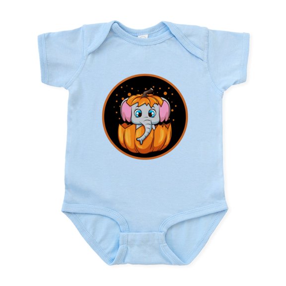 CafePress - Halloween Pumpkin Elephant Body Suit - Baby Light Bodysuit, Size Newborn - 24 Months