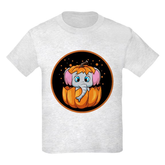 CafePress - Halloween Pumpkin Elephant T Shirt - Light Classic Kids Graphic, Short Sleeve T-Shirt, Sizes XS-XL