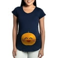 thumbnail image 1 of CafePress - Halloween Pumpkin Pregnancy Belly Print Tee - Maternity Dark T-Shirt, 1 of 4