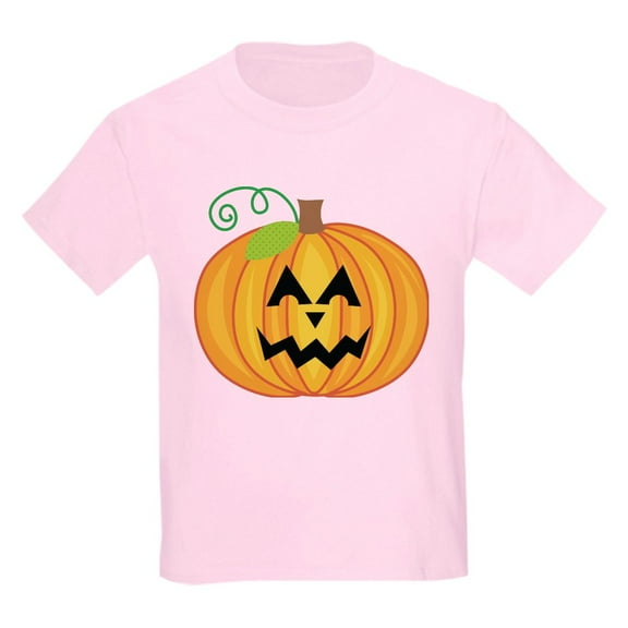 CafePress - Halloween Pumpkin With Jack O Lantern Face 1 Kids T Shirt - Light Classic Kids Graphic, Short Sleeve T-Shirt, Sizes XS-XL