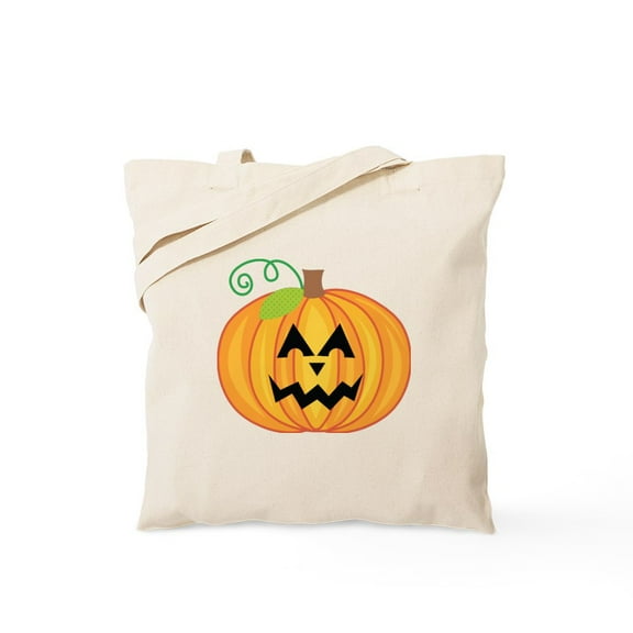 CafePress - Halloween Pumpkin With Jack O Lantern Face 1 - Unisex Canvas Tote Bag, Beige, 1-Piece