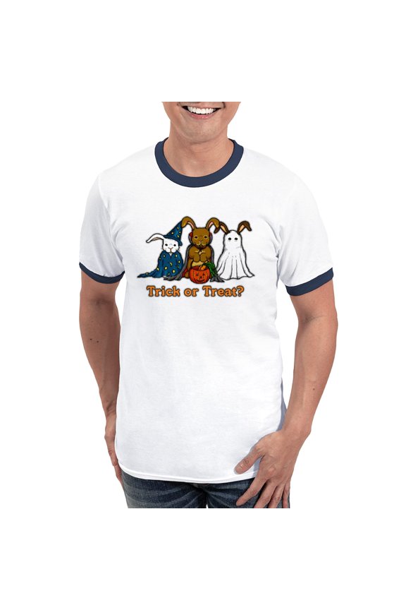- Halloween Rabbits Ringer T - 100% Cotton Ringed T-Shirt