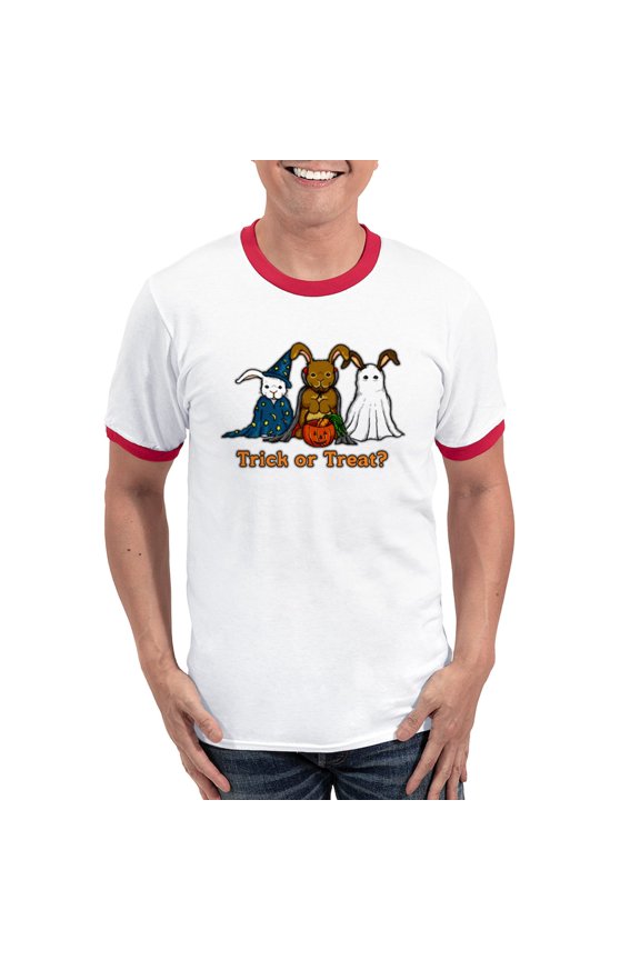 - Halloween Rabbits Ringer T - 100% Cotton Ringed T-Shirt