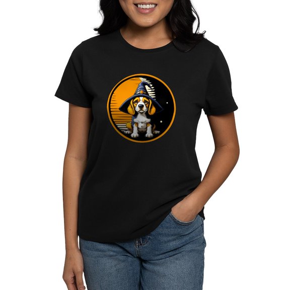 CafePress - Halloween Retro Beagle Witch T Shirt - Women's Traditional Fit Dark T-Shirt