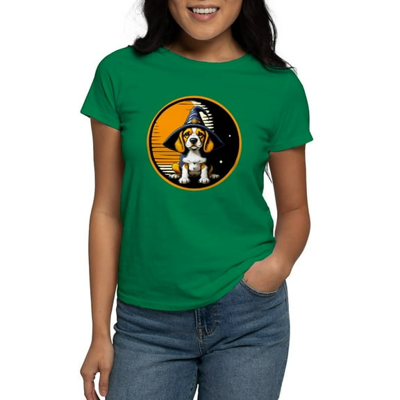 CafePress - Halloween Retro Beagle Witch T Shirt - Women's Traditional Fit Dark T-Shirt