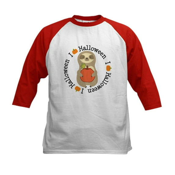 CafePress - Halloween Sloth Pumpkin Baseball Jersey - Kids Cotton Baseball Jersey, 3/4 Sleeve Shirt