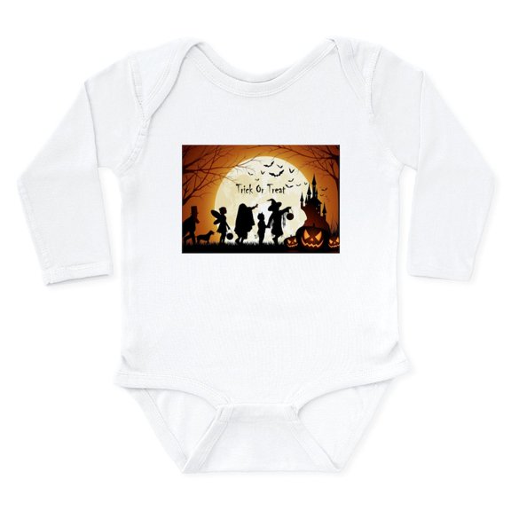 CafePress - Halloween Trick Or Treat Kids Body Suit - Long Sleeve Cotton Baby Bodysuit