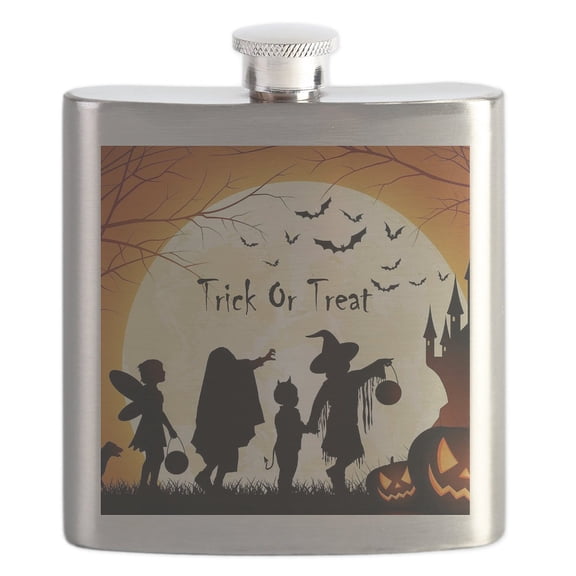 CafePress - Halloween Trick Or Treat Kids Flask - Stainless Steel Flask, 6oz Drinking Flask