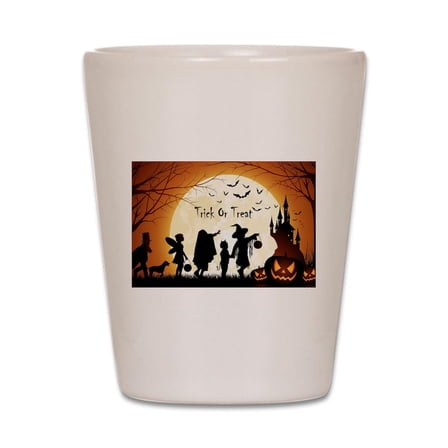 CafePress - Halloween Trick Or Treat Kids - White Shot Glass, Unique and Funny Shot Glass