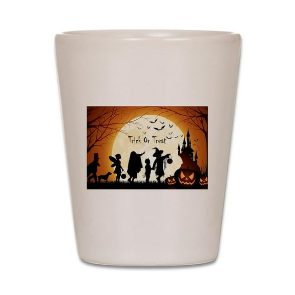 CafePress - Halloween Trick Or Treat Kids - White Shot Glass, Unique and Funny Shot Glass