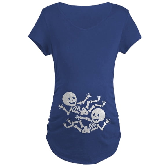CafePress - Halloween Twin Skeletons Maternity Dark T Shirt - Maternity Dark T-Shirt