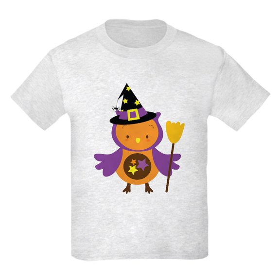 CafePress - Halloween Witch Owl Gift Kids Light T Shirt - Light Classic Kids Graphic, Short Sleeve T-Shirt, Sizes XS-XL
