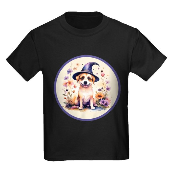 CafePress - Halloween Witch Puppy Dog T Shirt - Dark T-Shirt Kids XS-XL