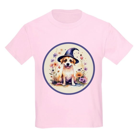 CafePress - Halloween Witch Puppy Dog T Shirt - Light Classic Kids Graphic, Short Sleeve T-Shirt, Sizes XS-XL