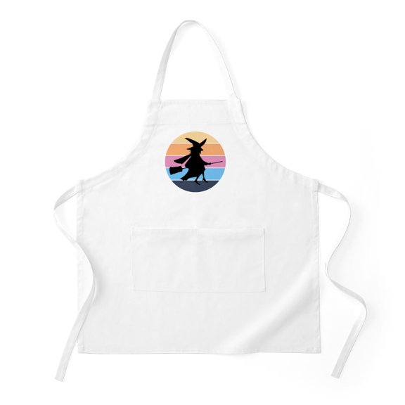 CafePress - Halloween Witch Retro Sunset - Kitchen Apron with Pockets, Grilling Apron, Baking Apron