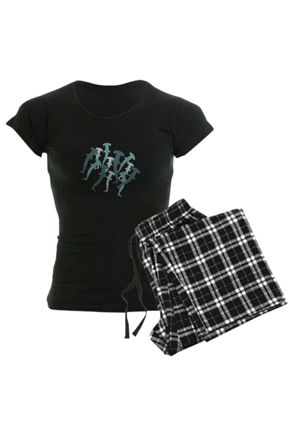 - Hammerhead School Pajamas - Women's Short Sleeve Print T-Shirt and Pants Dark Cotton Pajama Set
