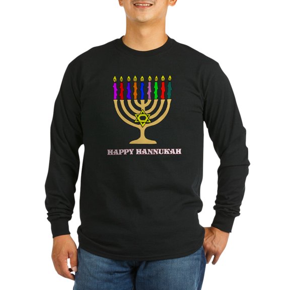 CafePress - Hannukah Menorah Long Sleeve Dark T Shirt - Long Sleeve Dark T-Shirt