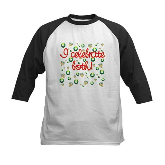 CafePress - Hanukkah AND Christmas Kids Baseball Jersey - Kids Cotton Baseball Jersey, 3/4 Sleeve Shirt