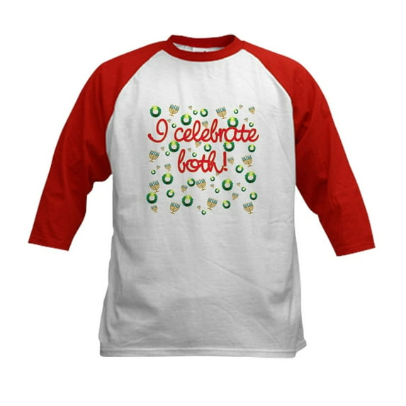 CafePress - Hanukkah AND Christmas Kids Baseball Jersey - Kids Cotton Baseball Jersey, 3/4 Sleeve Shirt
