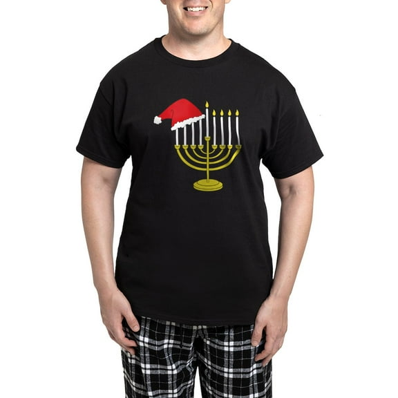 CafePress - Hanukkah And Christmas Men's Dark Pajamas - Men's Dark Loose Fit Cotton Pajama Set