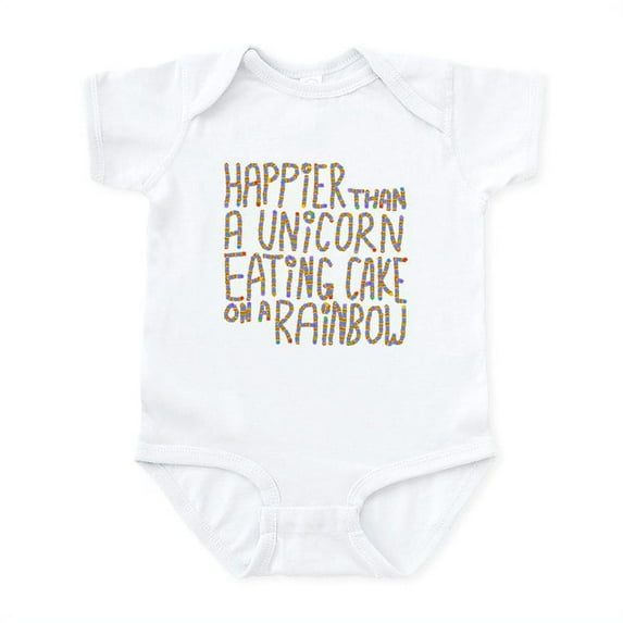 CafePress - Happier Than A Unicorn... Infant Bodysuit - Baby Light Bodysuit, Size Newborn - 24 Months