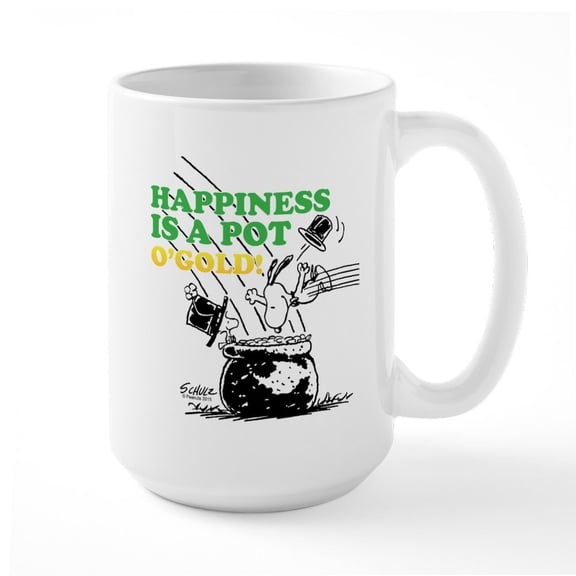 CafePress - Happiness Is A Pot O' Gold Mugs - 15 oz Ceramic Large White Novelty Mug