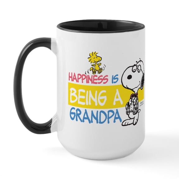 CafePress - Happiness Is Being A Grandpa Large Mug - 15 oz Ceramic Large White Novelty Mug