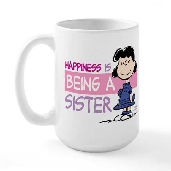 CafePress - Happiness Is Being A Sister Large Mug - 15 oz Ceramic Large White Novelty Mug