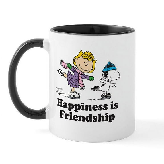 CafePress - Happiness Is Friendship Mug - 11 oz Ceramic Mug - Novelty Coffee Tea Cup