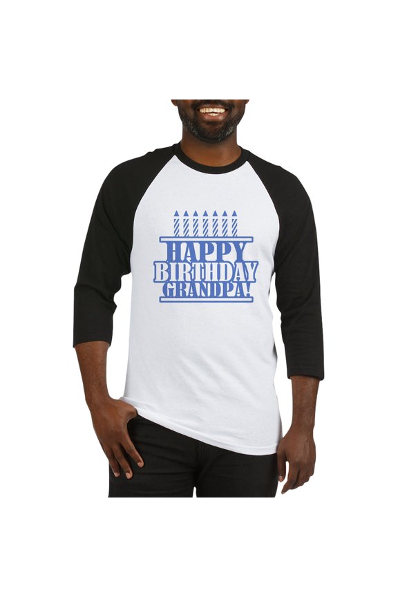 - Happy Birthday Grandpa Baseball Jersey - Cotton Baseball Jersey, 3/4 Raglan Sleeve Shirt