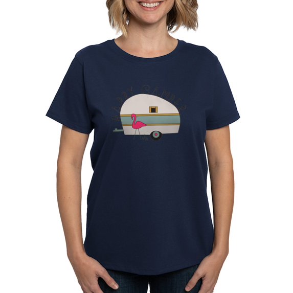 CafePress - Happy Camper T Shirt - Women's Traditional Fit Dark T-Shirt