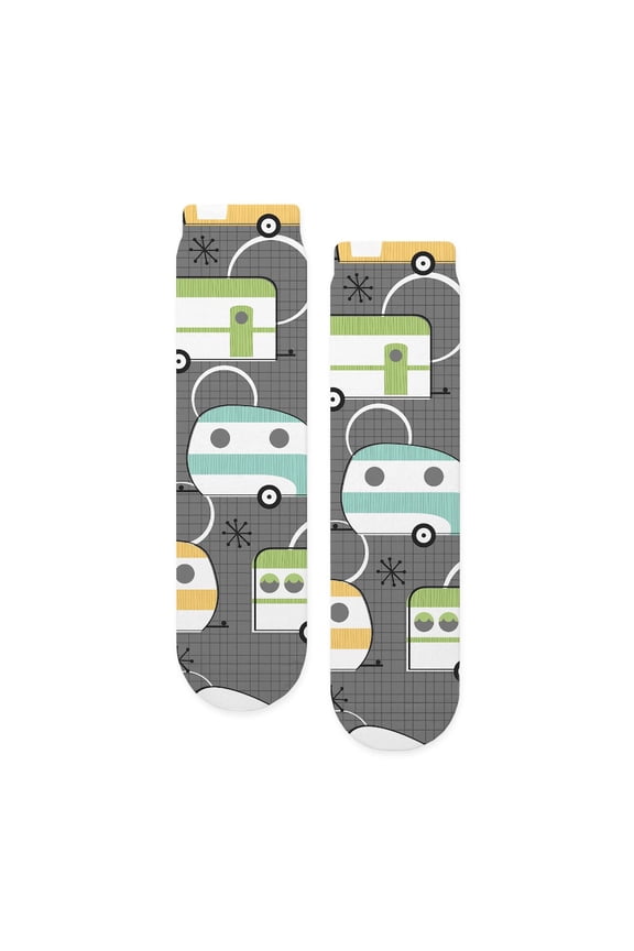 - Happy Camper - Unisex Novelty Printed Crew Adult Socks