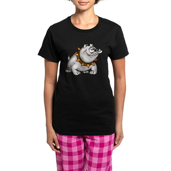 CafePress - Happy Cartoon Bulldog Women's Dark Pajamas - Women's Short Sleeve Print T-Shirt and Pants Dark Cotton Pajama Set