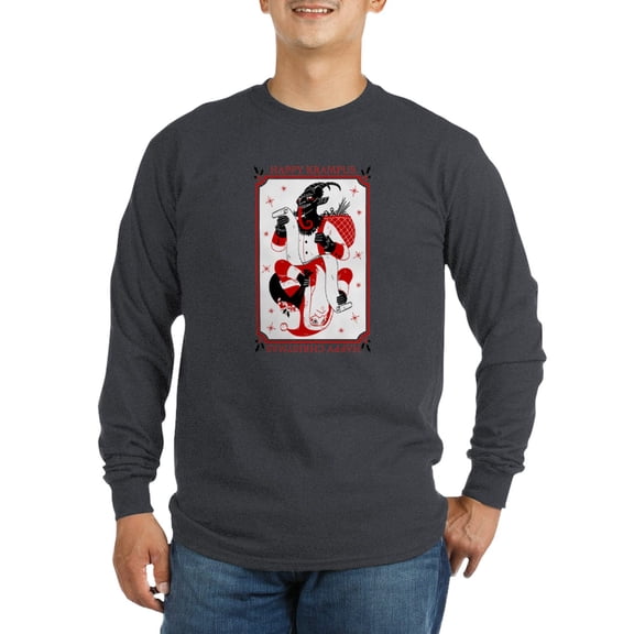 CafePress - Happy Christmas Krampus Long Sleeve T Shirt - Long Sleeve Dark T-Shirt